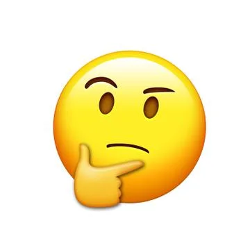 Vector yellow pondering, thinking or deep thought face with index finger resting Stock Illustration