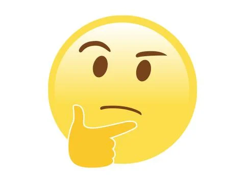 Vector yellow pondering, thinking or deep thought face with index finger resting Stockillustratie