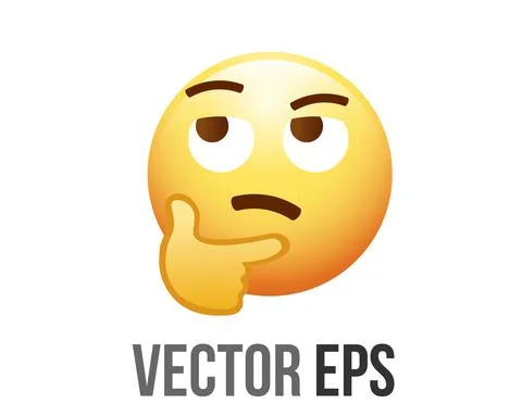 Vector yellow pondering, thinking or deep in thought face with index finger r Stock Illustration