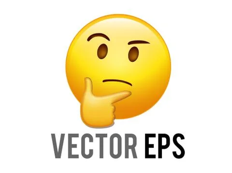 Vector yellow pondering, thinking,deep in thought face with index finger resting Stock Illustration