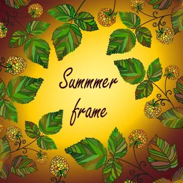 Vector yellow raspberry frame Illustrazione stock