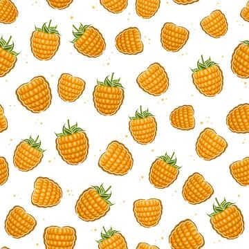 Vector Yellow Raspberry seamless pattern Stockillustratie