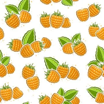 Vector Yellow Raspberry seamless pattern Stock Illustration