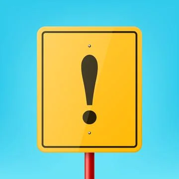 Vector Yellow Rectangular Road Sign Frame with Exclamation Mark Sign, Icon Illustration