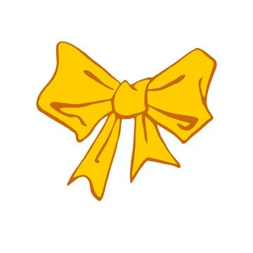 Vector yellow ribbon. Hand drawn simple illustration for Easter xmas birthday Stock Illustration