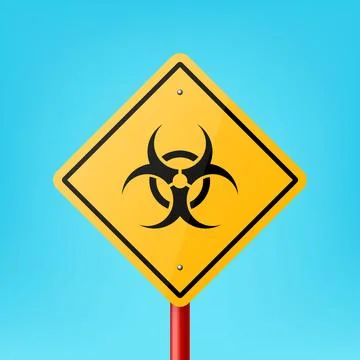 Vector Yellow Road Sign Frame with Biohazard, Radiation Sign, Icon, Nuclear Illustration