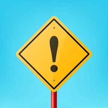Vector Yellow Road Sign Frame with Exclamation Mark Sign, Icon, Warning Symbol Illustration
