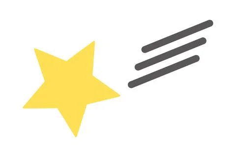 Vector of a yellow shooting star. Flat design star icon. Stock Illustration