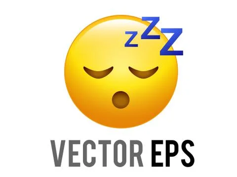 Vector yellow sleepy face icon with ZZZ symbols Stock Illustration