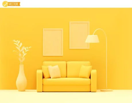 Vector yellow sofa on yellow background Stock Illustration