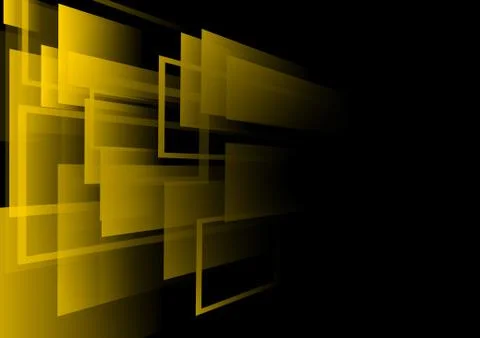 Vector : Yellow square abstract and black background Stock Illustration