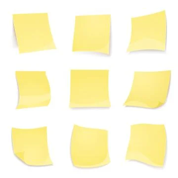 Vector yellow stick note isolated on white background Stock Illustration