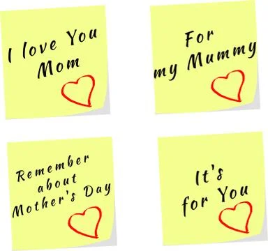 Vector of yellow stick note for mother's day with text Stock Illustration