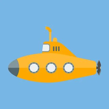 Vector yellow submarine with periscope Stock Illustration