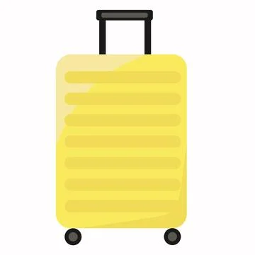 Vector, yellow suitcase on white background. Luggage bag, editable isolated Stock Illustration