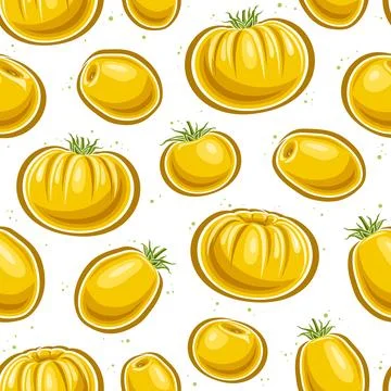 Vector Yellow Tomato seamless pattern Illustrazione stock