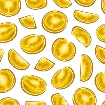 Vector Yellow Tomato seamless pattern Illustrazione stock