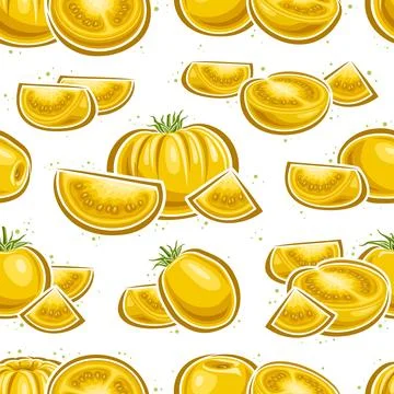 Vector Yellow Tomato seamless pattern Illustrazione stock