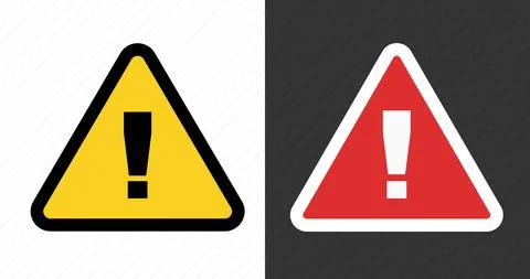 Vector yellow triangle sign - black silhouette exclamation mark. Isolated on  Stock Illustration