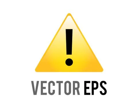 Vector yellow triangle warning or alert icon with black exclamation mark insi Stock Illustration