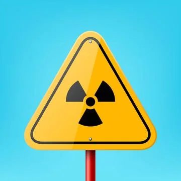 Vector Yellow Triangular Road Sign Frame with Radiation Sign, Icon, Nuclear Illustration