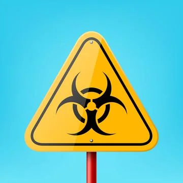 Vector Yellow Triangular Road Sign Frame with Biohazard, Radiation Sign, Icon Illustration