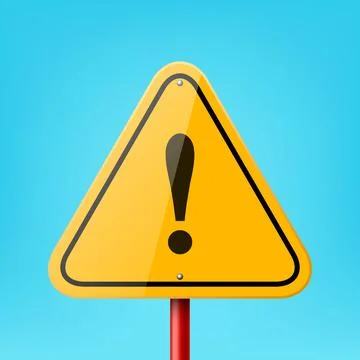 Vector Yellow Triangular Road Sign Frame with Exclamation Mark Sign, Icon Illustration