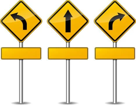 Vector yellow turn signs Stock Illustration