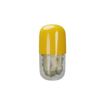 Vector yellow vertical 3d render medical pill Stock Illustration