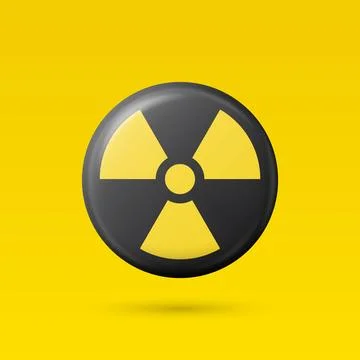 Vector Yellow Warning, Danger Nuclear Sign, Black Button Badge Icon Isolated Stock-Illustration