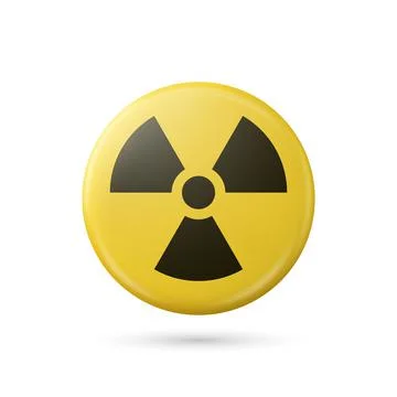 Vector Yellow Warning, Danger Radiation Sign, Button Badge Icon Isolated Stock Illustration