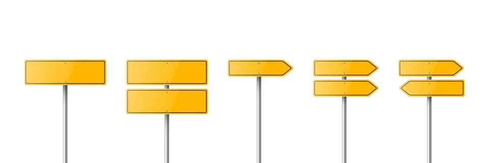 Vector Yellow Warning, Danger Stop Sign Frame Icon Set Isolated. Dangerous Sign Illustration