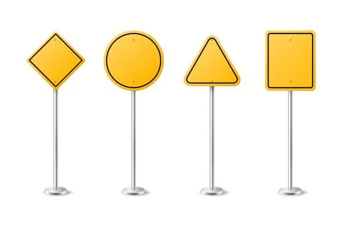 Vector Yellow Warning, Danger Stop Sign Frame in Full Length Icon Set Isolated Illustrazione stock
