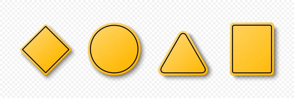 Vector Yellow Warning, Danger Stop Sign Frame Icon Set Isolated. Rhombus, Circle Illustration