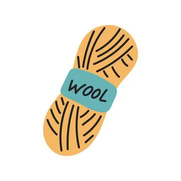 Vector yellow wool yarn in a flat cartoon style on white background Stock Illustration