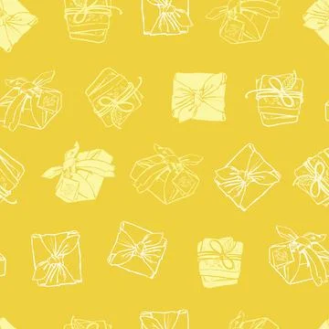 Vector yellow wrapped packages texture repeat pattern. Suitable for gift wrap Stock Illustration