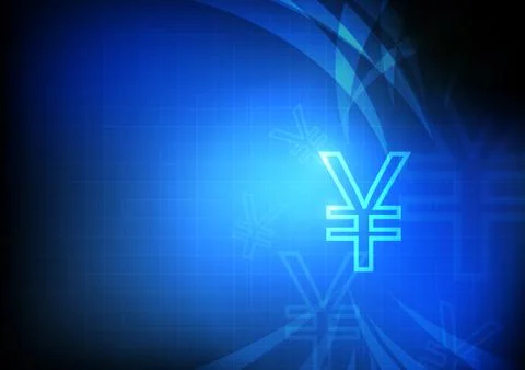 Vector : Yen symbol with grid and blue background Stock Illustration
