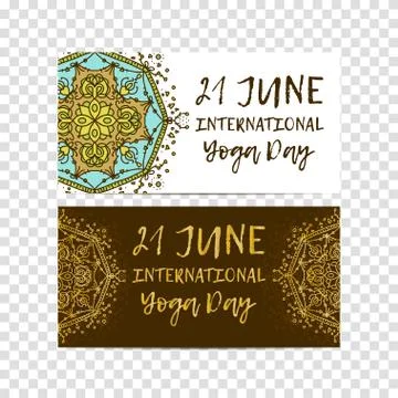 Vector yoga illustration. Template of poster for International Yoga Day. Flye Stock Illustration
