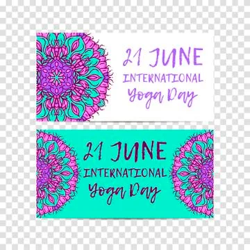 Vector yoga illustration. Template of poster for International Yoga Day. Flye Stock Illustration