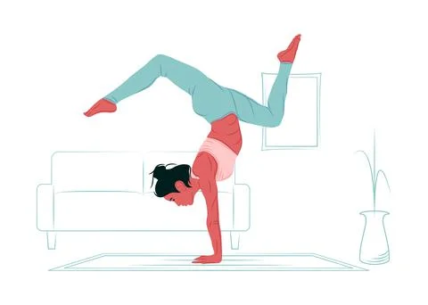 Vector yoga in shadow of sharp lines style Stock Illustration