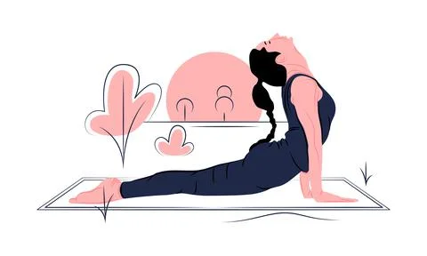 Vector yoga in shadow of sharp lines style Stock Illustration