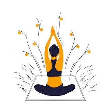 Vector yoga in shadow of sharp lines style Stock Illustration