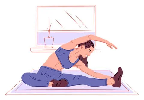 Vector yoga in shadow of sharp lines style Stock Illustration