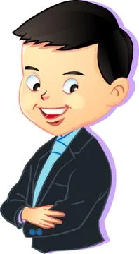 Vector of Young boy in business style, Cartoon Illustration Stock Illustration