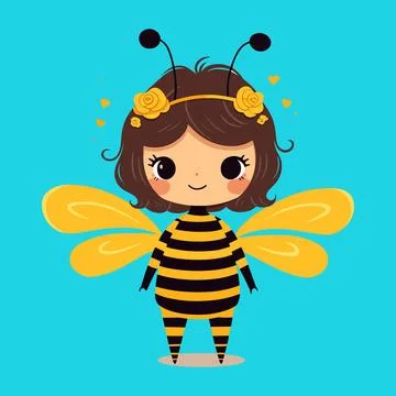 Vector young girl in bumble bee outfit Stock Illustration
