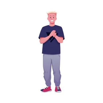 Vector of young happy blond man clapping his hands. Applause. Stock Illustration
