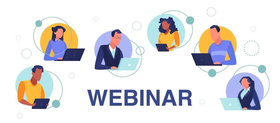 Vector of young people using laptops working remotely online from home. Stock Illustration