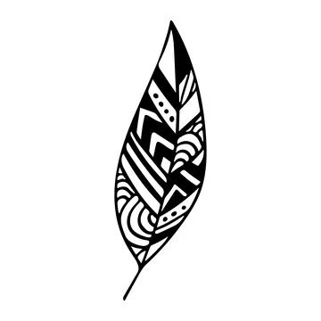 Vector zen tangle and doodle leaf. Nature coloring book. Black and white Stock-Illustration