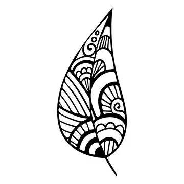 Vector zen tangle and doodle leaf. Nature coloring book. Black and white Stock-Illustration