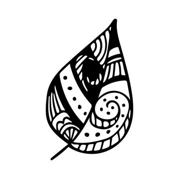 Vector zen tangle and doodle leaf. Nature coloring book. Black and white Stock-Illustration